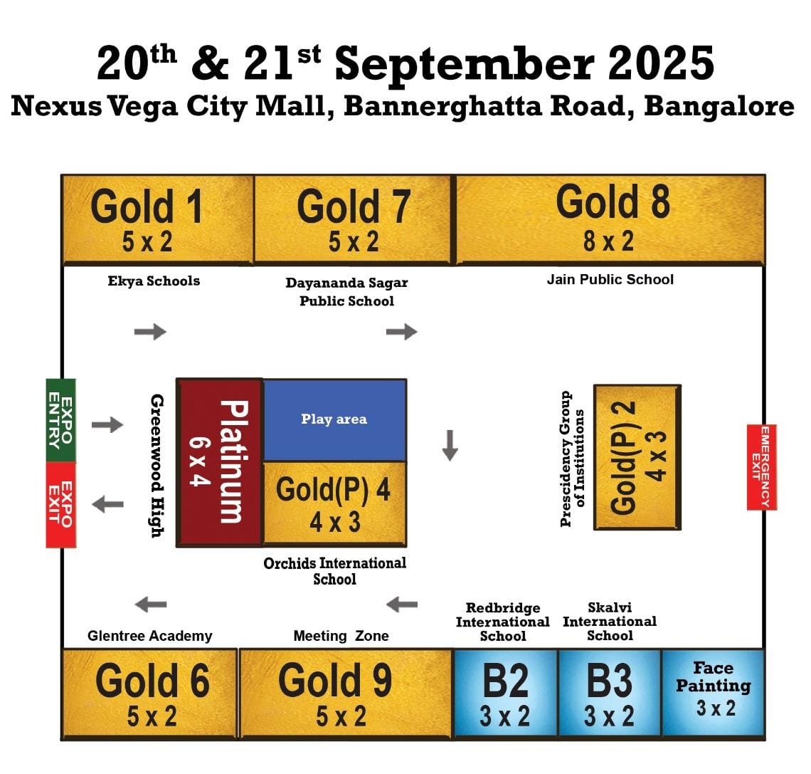 Stall floor plan for Nexus Vega City Mall, Bannerghatta Road, Bengaluru